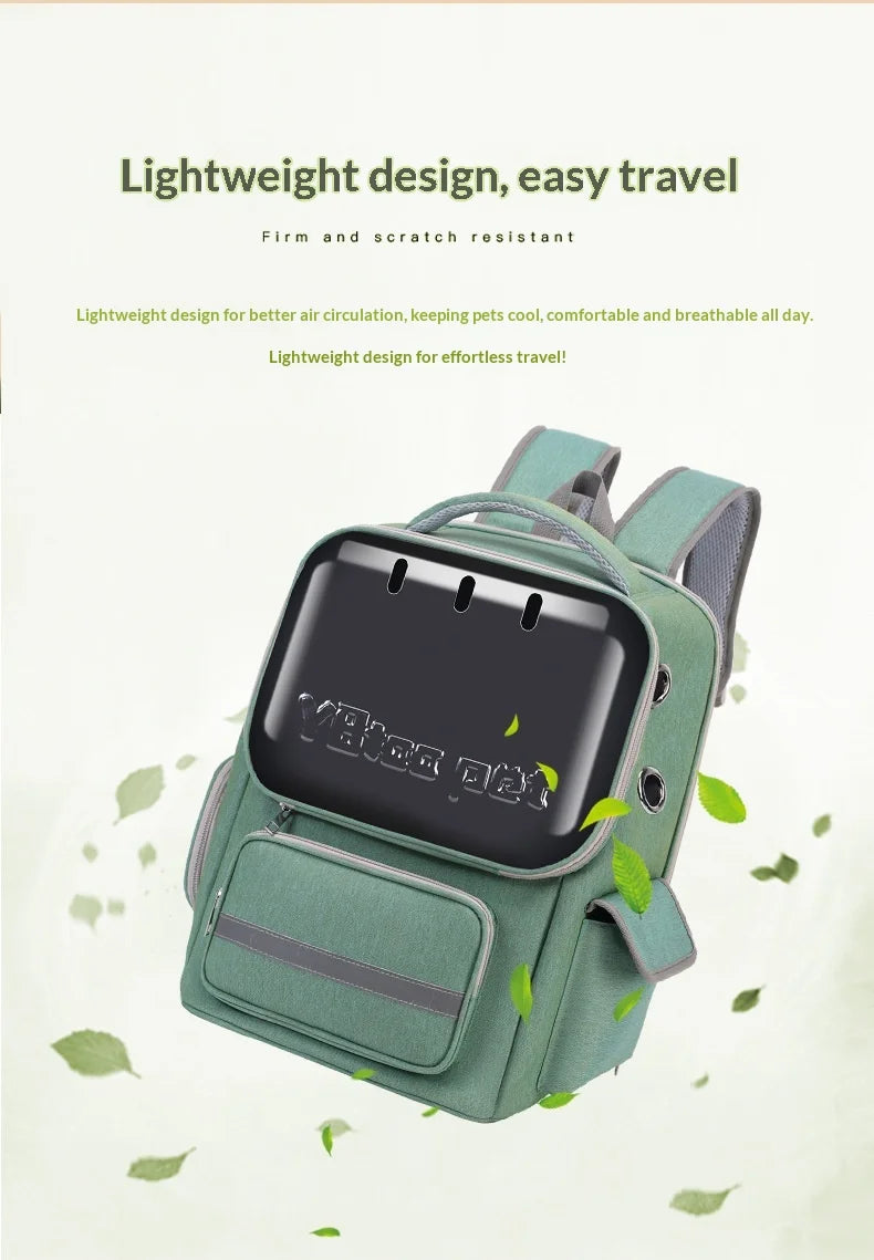 Breathable Pet Backpack Travel Hiking Outdoor Large Capacity Hands Free Adjustable Straps Portable Dog Cat Carrier Dog Car Seat