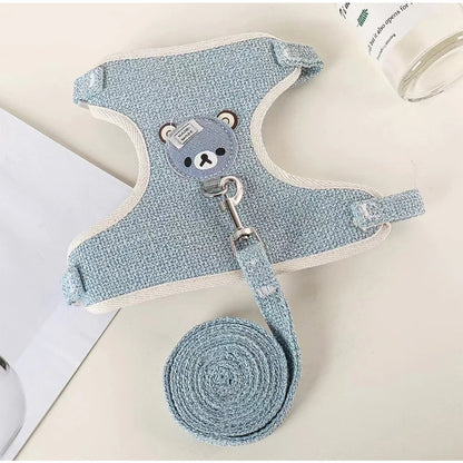 Rabbit Harness Leash Breathable dog Walking Harness Anti Pull Adjustable Vest for Small Animals Hamster Guinea Pig Ferret Kitten