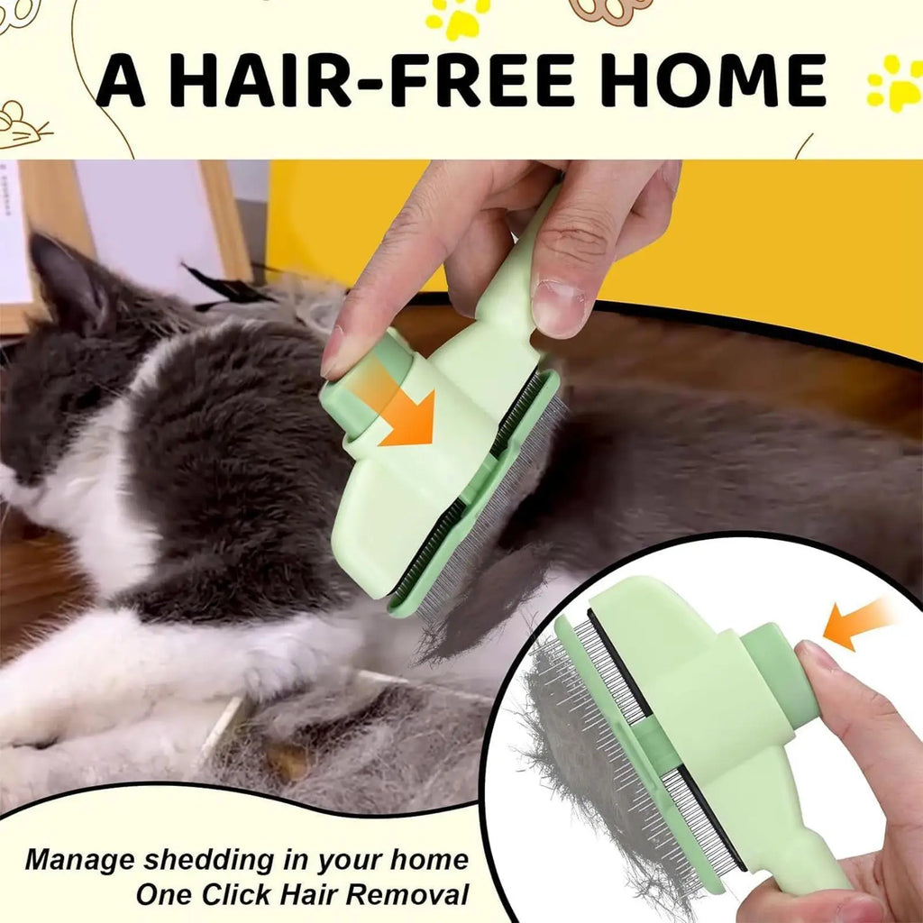 Self-Cleaning Pet Grooming Comb | Detangling Brush for Dogs & Cats