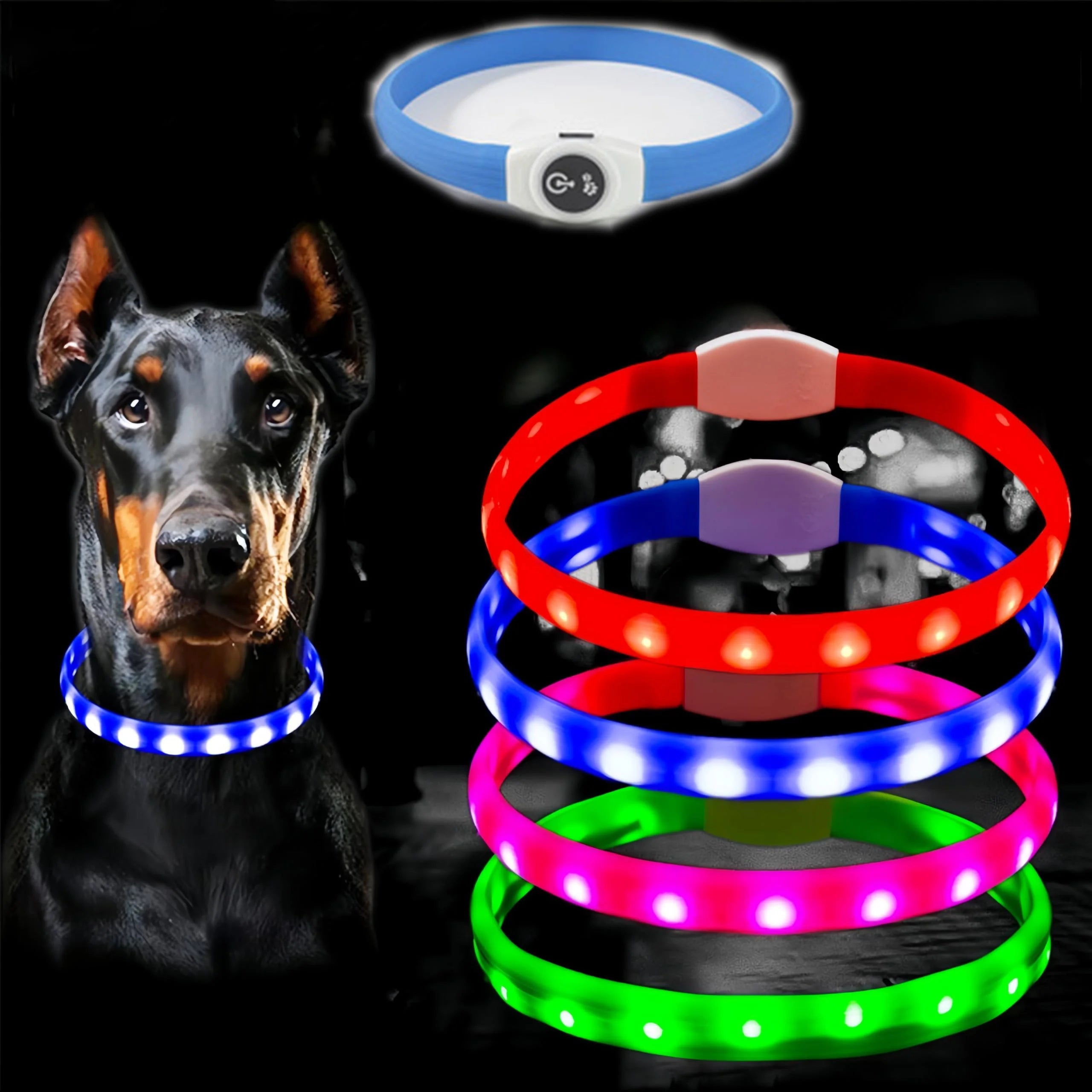 LED Dog Safety Collar | USB Rechargeable, Waterproof & 3 Light Modes