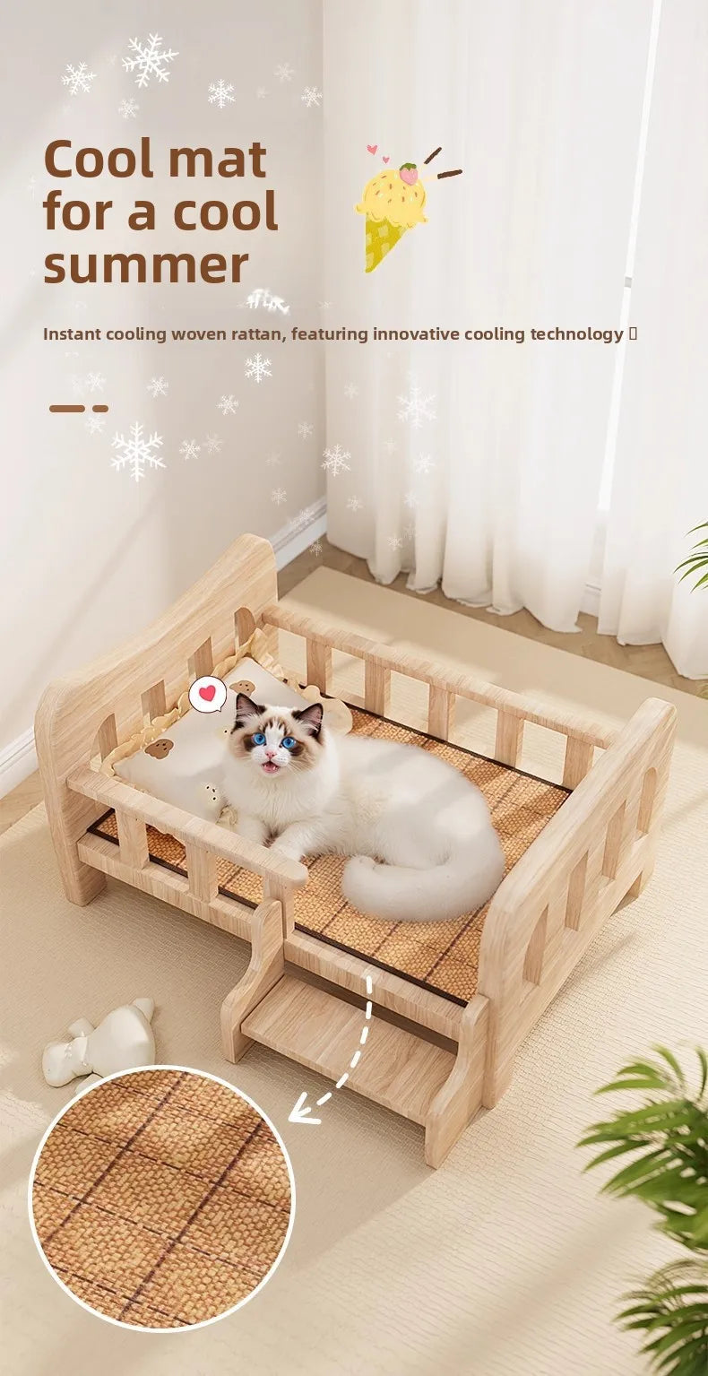 Solid Wood Pet Sofa Bed &amp; Cat Condo | All-Season Dog &amp; Cat Furniture