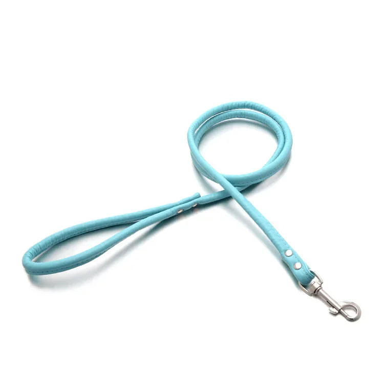 Adjustable PU Leather Dog Leash | Soft Walking Lead for Small Dogs & Puppies