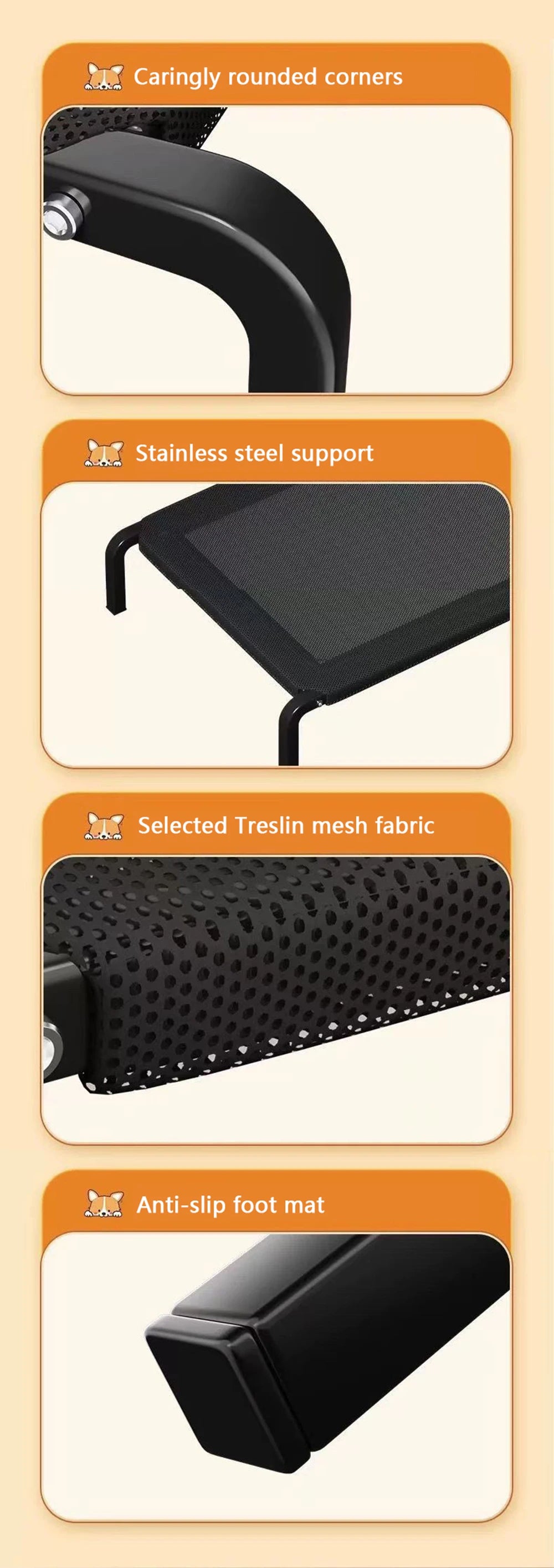 Elevated Large Dog Bed | Outdoor & Home Use | Moisture-Proof Non-Slip Cat Bed | Petdashian