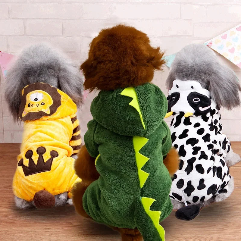 Fleece Animal Hoodie Jumpsuit for Dogs & Cats
