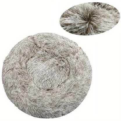 Round Plush Pet Bed – Washable Dog &amp; Cat Sofa Bed