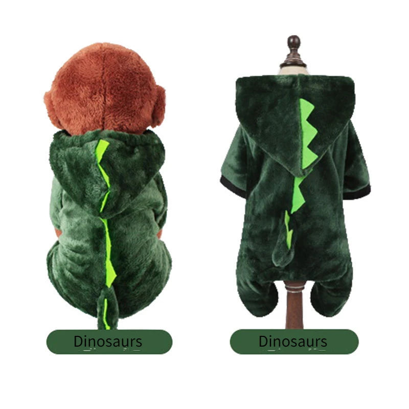 Warm Fleece Dog & Cat Hoodie Jumpsuit – Cozy Winter Costume for Small Pets