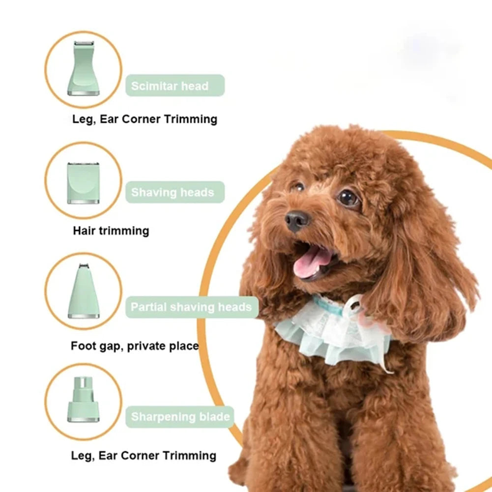 Petdashian 4-in-1 Electric Pet Grooming Kit | USB Rechargeable Clippers for Dogs & Cats