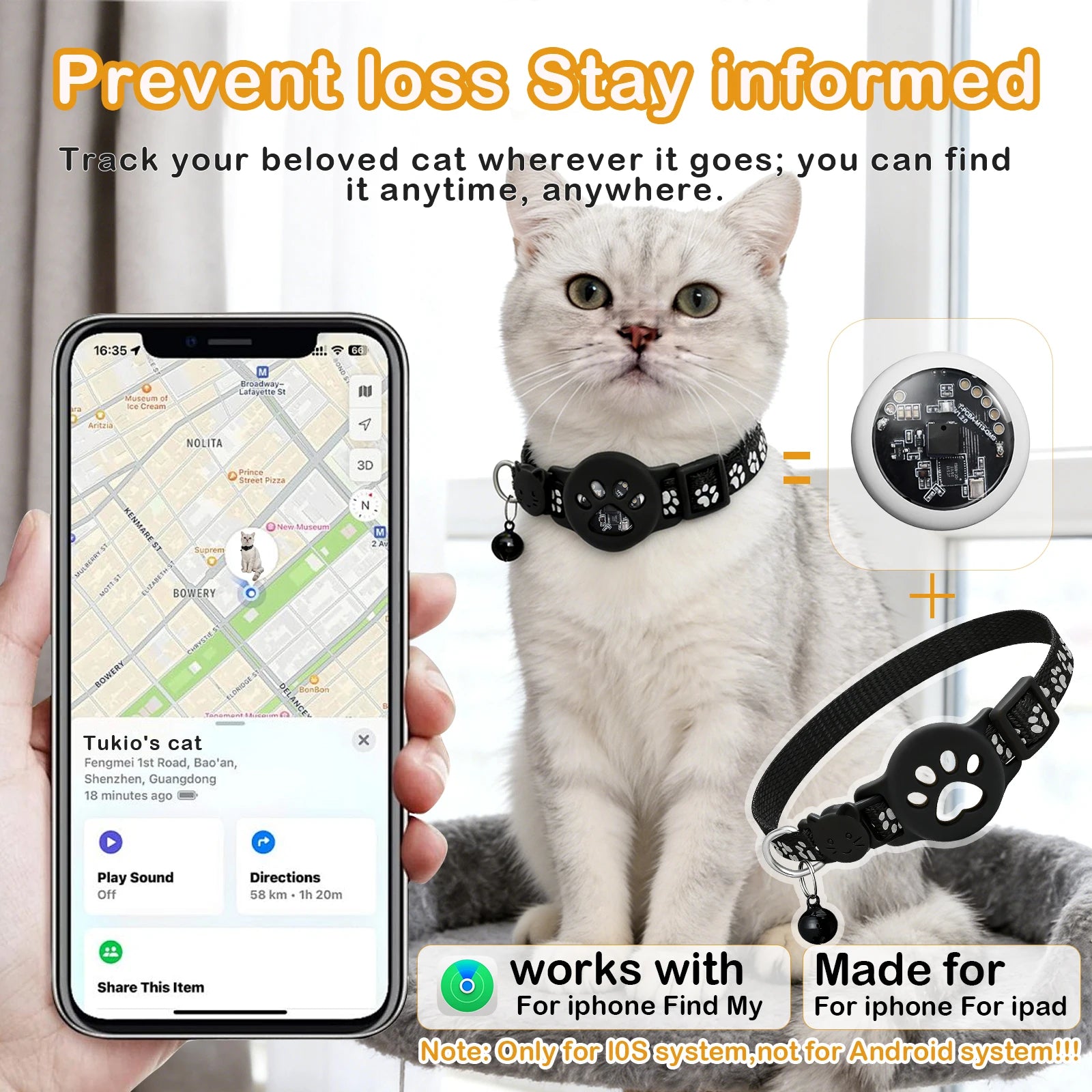 2 Kinds of Multifunctional Pet Smart GPS Trackers Cat Trackers GPS Collar Pet Kitten GPS Collar Pets Accessories iOS compatible