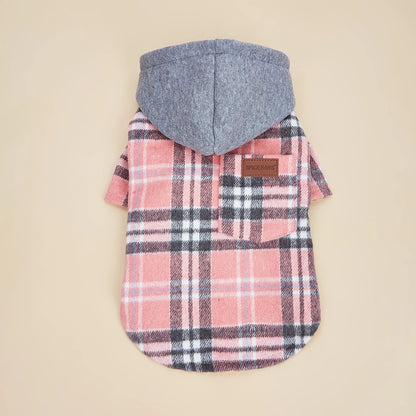 Dog Clothes Hoodie for Small Dogs Costume  Puppy Sweatshirts Classical Plaid Pet Doggie Clothes with Pocket Soft Warm Pet Cats C