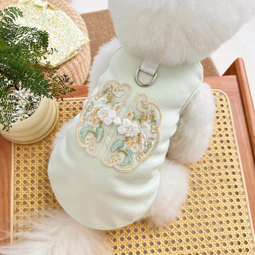 Dog Clothes Chinese Chi-pao Clothes for Small Dog French Bulldog Sweatshirt Pet Dogs Cats Jacket Coat Classic Chihuahua Clothes