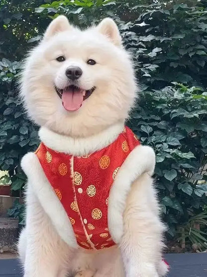 Chinese traditional pattern pet clothing, warm and comfortable dog clothes, suitable for medium to large dogs such as Golden Ret