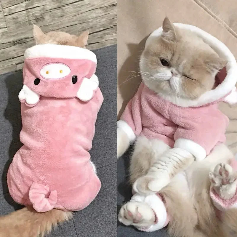 Fleece Animal Hoodie Jumpsuit for Dogs & Cats