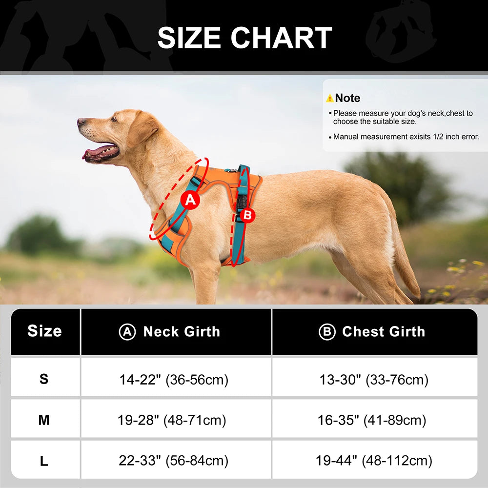 No Pull Dog Harness | Nylon Reflective Vest | Easy Control Handle | Small Medium Large Dogs