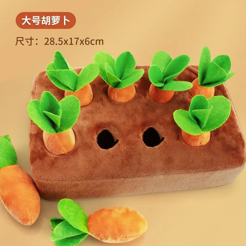 Plush Carrot Snuffle Mat for Dogs — Interactive Pull Vegetable Field Toy