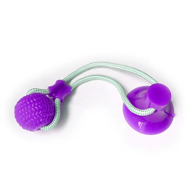 Interactive Suction Cup Dog Chew Toy — TPR Ball with Elastic Rope for Teeth Cleaning