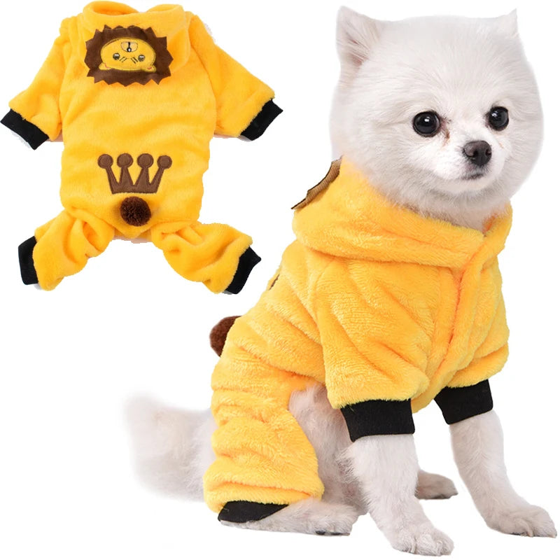 Fleece Animal Hoodie Jumpsuit for Dogs & Cats