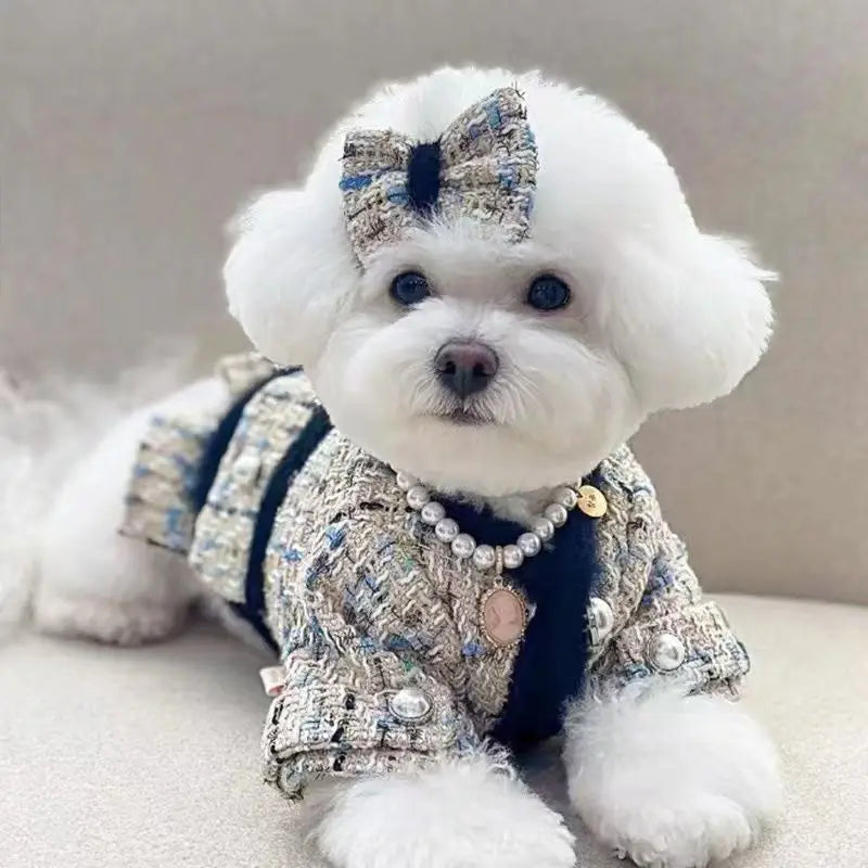 Luxury Thickened Dog & Cat Jacket Skirt Set – Warm Autumn Winter Coat with Leash