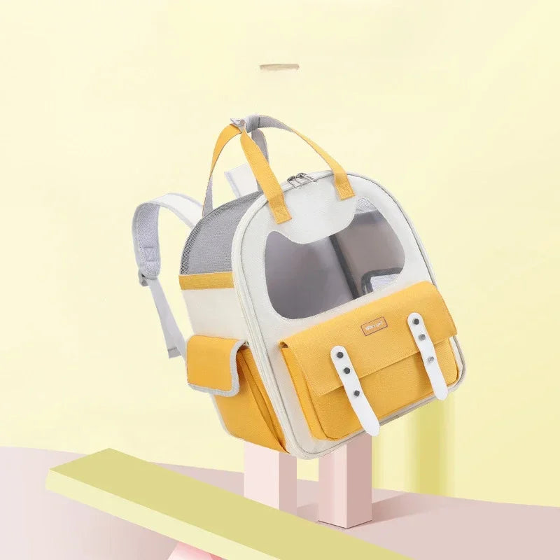 Portable Breathable Backpack for Carrying Pet Cats and Small Dogs - Pet Travel Supplies for Outdoor Use