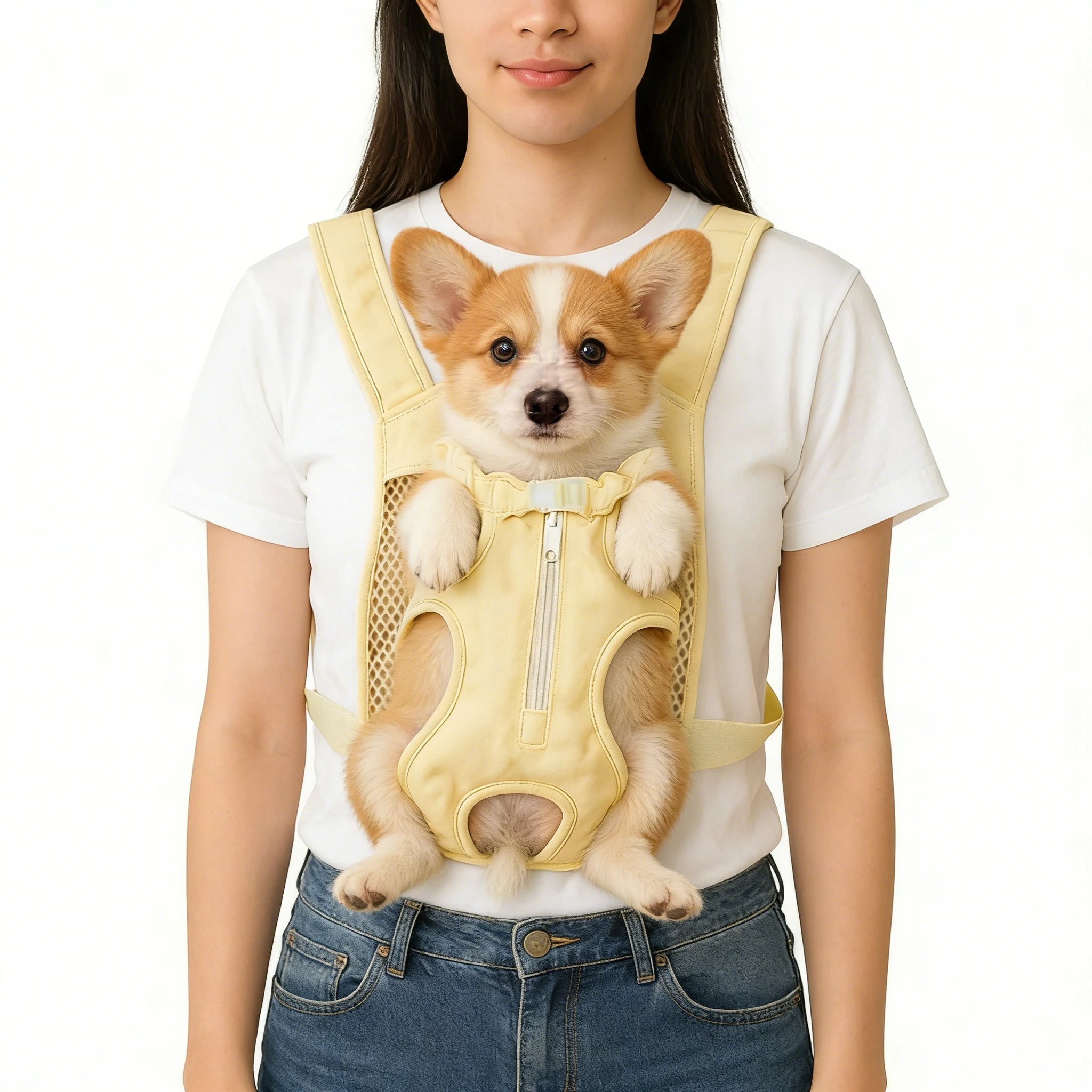 New Pet Bag Dog Backpack Cat Backpack Embracing Type Backpack Zipper Style Mesh Fabric Breathable Adjustable Pet Supplies