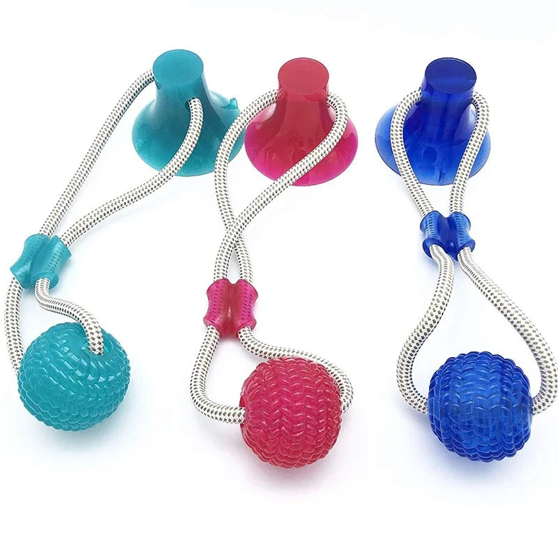 Interactive Suction Cup Dog Chew Toy — TPR Ball with Elastic Rope for Teeth Cleaning