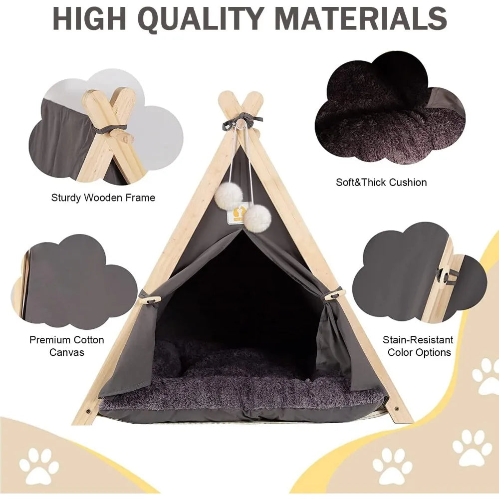 Foldable Pet Tent House | Cozy Cat & Dog House with Thick Pad