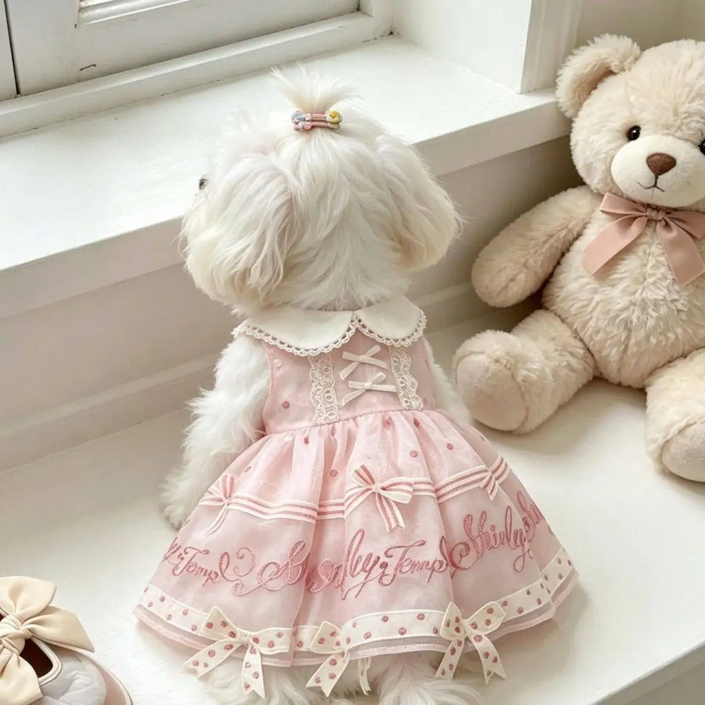 Korean Pink Bow Princess Dress for Small Dogs & Cats