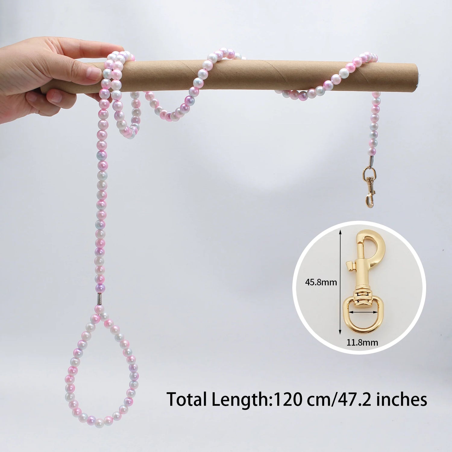 Luxury Pearl Dog Leash | Adjustable Beaded Lead for Small Dogs &amp; Cats