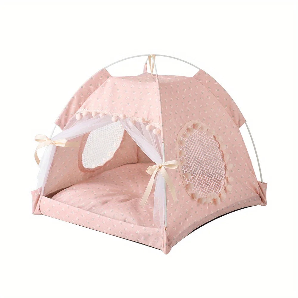 Floral Pet Tent Bed | Cozy Indoor House for Cats & Small Dogs