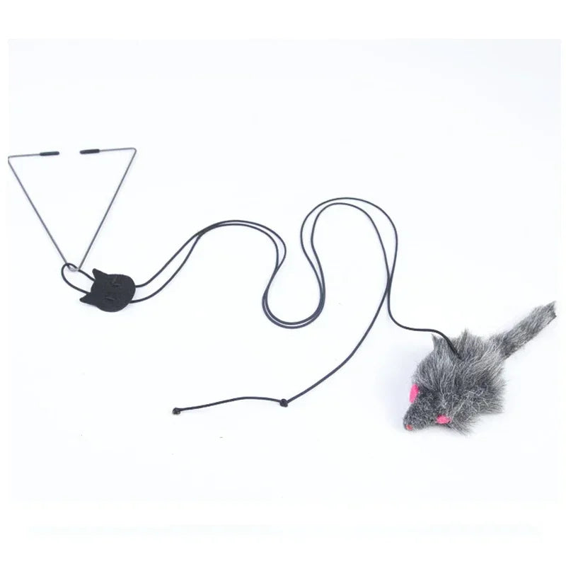 Hanging Door Mouse Cat Toy | Retractable Self-Play Interactive Scratch Rope