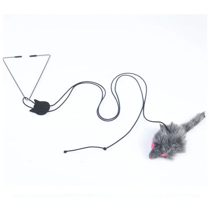 Hanging Door Mouse Cat Toy | Retractable Self-Play Interactive Scratch Rope