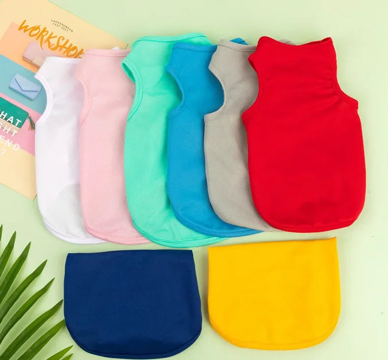 Spring Summer New Dog Clothes Thin Breathable Small Dog Teddy French Bucket Clothes Universal Pet Solid Color Vest Pet Clothes