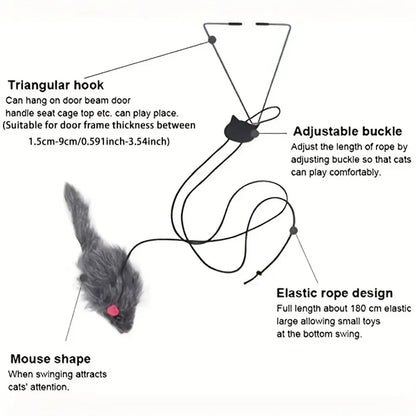 Hanging Door Mouse Cat Toy | Retractable Self-Play Interactive Scratch Rope