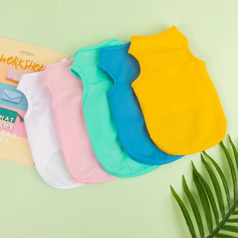 Spring Summer New Dog Clothes Thin Breathable Small Dog Teddy French Bucket Clothes Universal Pet Solid Color Vest Pet Clothes