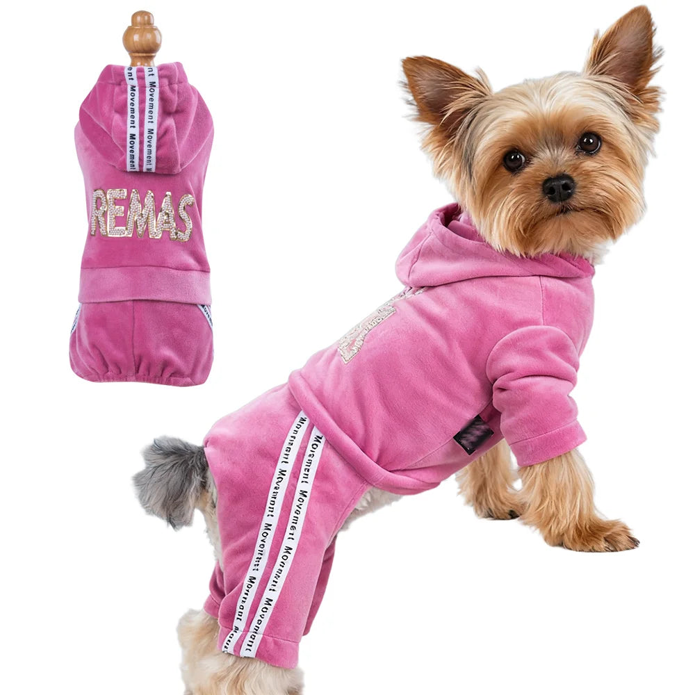 Girl Dog Clothes for Small Dogs | Soft Velvet Puppy Jumpsuit & Cute Pet Outfits