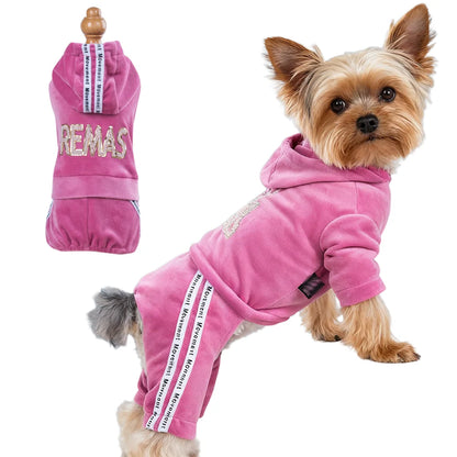 Girl Dog Clothes for Small Dogs | Soft Velvet Puppy Jumpsuit &amp; Cute Pet Outfits