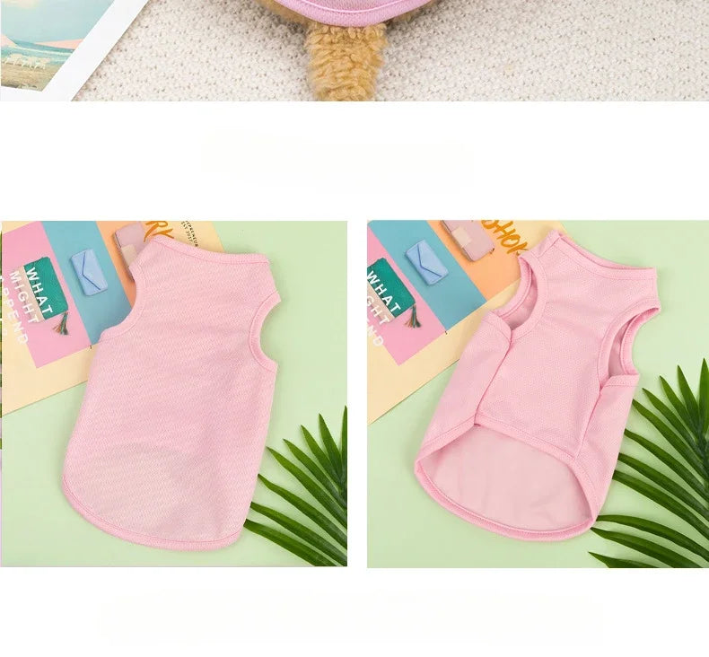 Spring Summer New Dog Clothes Thin Breathable Small Dog Teddy French Bucket Clothes Universal Pet Solid Color Vest Pet Clothes