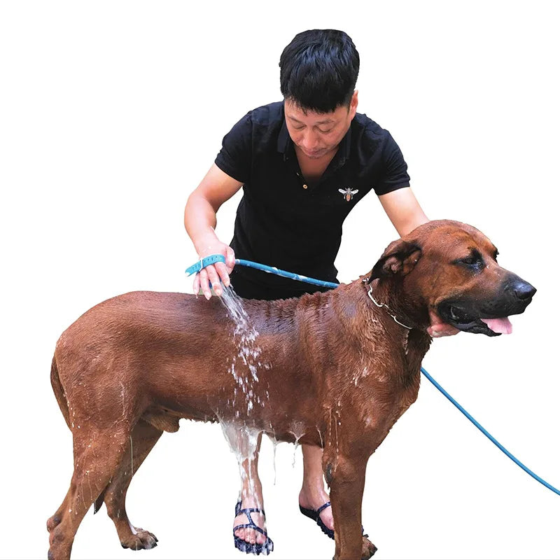 Petdashian Dog Bath Massage Sprayer | Extra Long Hose Grooming Brush