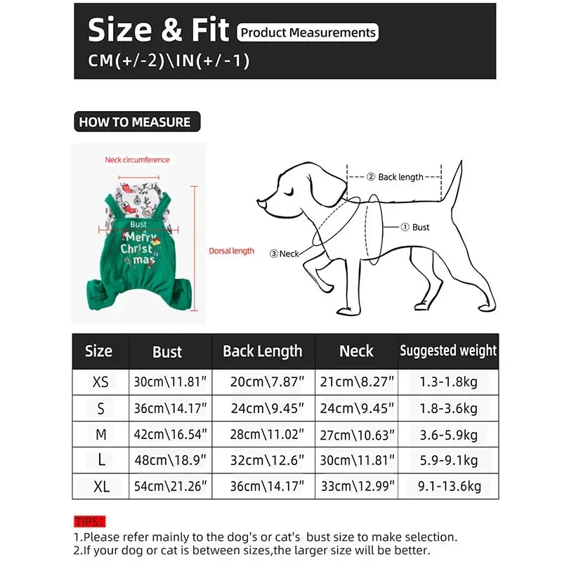 Christmas Floral Dog &amp; Cat Dress – Warm Four-Legged Holiday Overalls