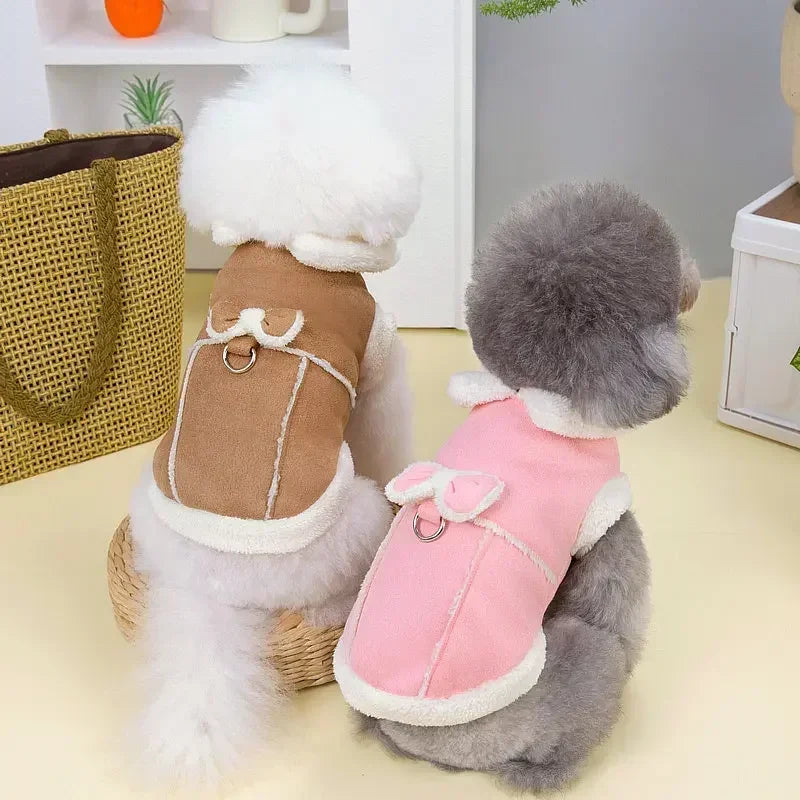 Winter Bow Cotton Jacket for Small Dogs & Cats