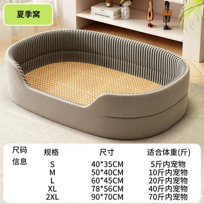 All-Season Dog Bed Cooling Mat for Large Small Dogs, Orthopedic Pet Sofa Bed with Ice Silk Pad, Waterproof Chew Proof Kennel