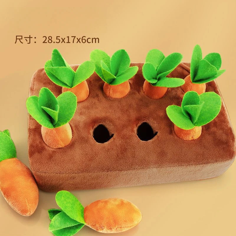 Plush Carrot Snuffle Mat for Dogs — Interactive Pull Vegetable Field Toy
