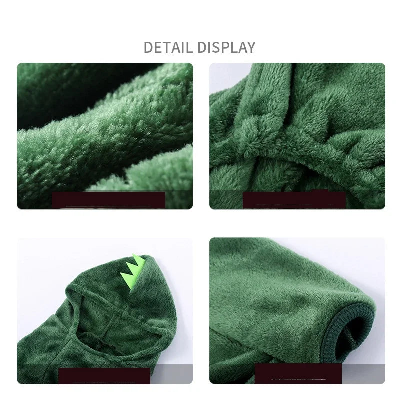 Warm Fleece Dog & Cat Hoodie Jumpsuit – Cozy Winter Costume for Small Pets