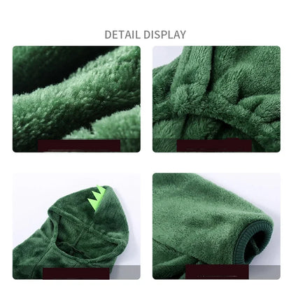Warm Fleece Dog &amp; Cat Hoodie Jumpsuit – Cozy Winter Costume for Small Pets