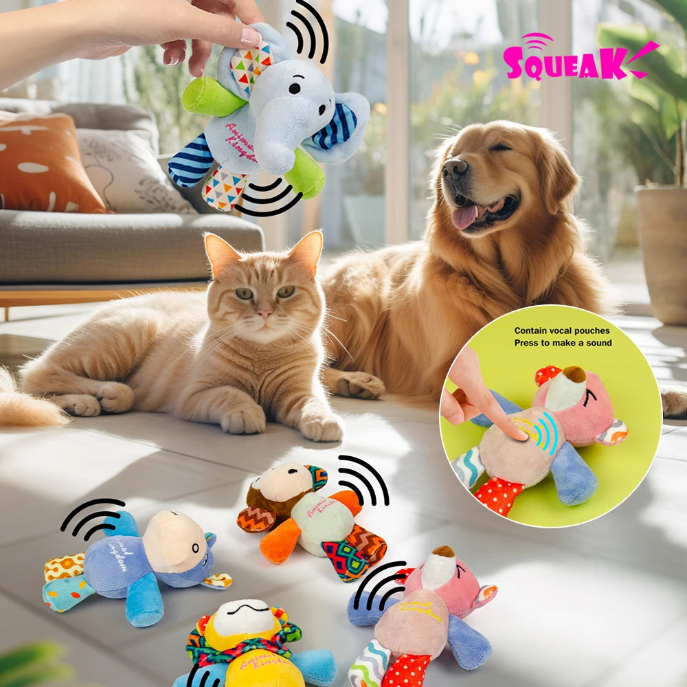 Plush Squeaky Dog Toy — Adorable Animal Designs for Small, Medium & Large Dogs