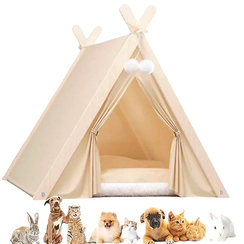 Foldable Pet Tent House | Cozy Cat & Dog House with Thick Pad