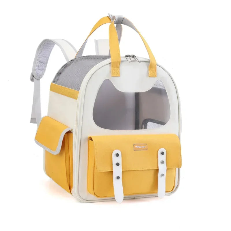 Portable Breathable Backpack for Carrying Pet Cats and Small Dogs - Pet Travel Supplies for Outdoor Use