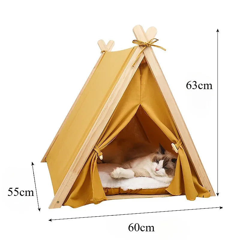 Foldable Pet Tent House | Cozy Cat & Dog House with Thick Pad