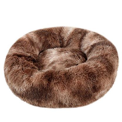 Round Plush Pet Bed – Washable Dog &amp; Cat Sofa Bed