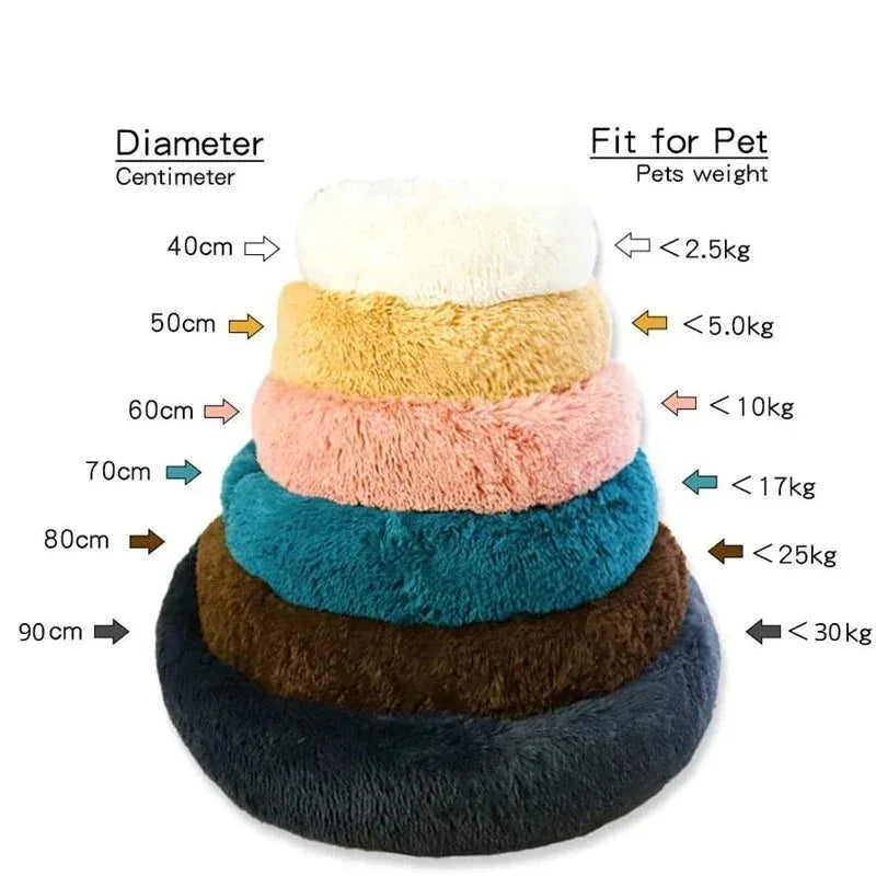 Round Plush Pet Bed – Washable Dog &amp; Cat Sofa Bed