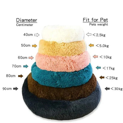 Round Plush Pet Bed – Washable Dog &amp; Cat Sofa Bed